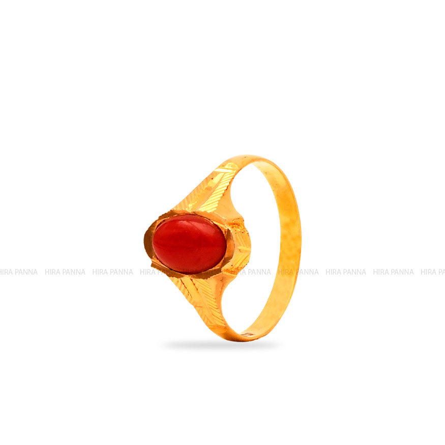 18K Gold Red Coral Ring | Ringe